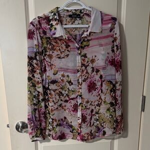 Anna Floral Print Top with Pink and Green
